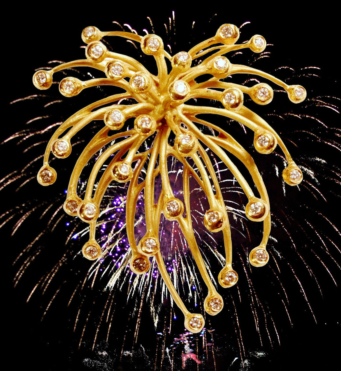 Superstar Earrings. Fireworks-18K gold with diamonds: Celebrate life!!!-6