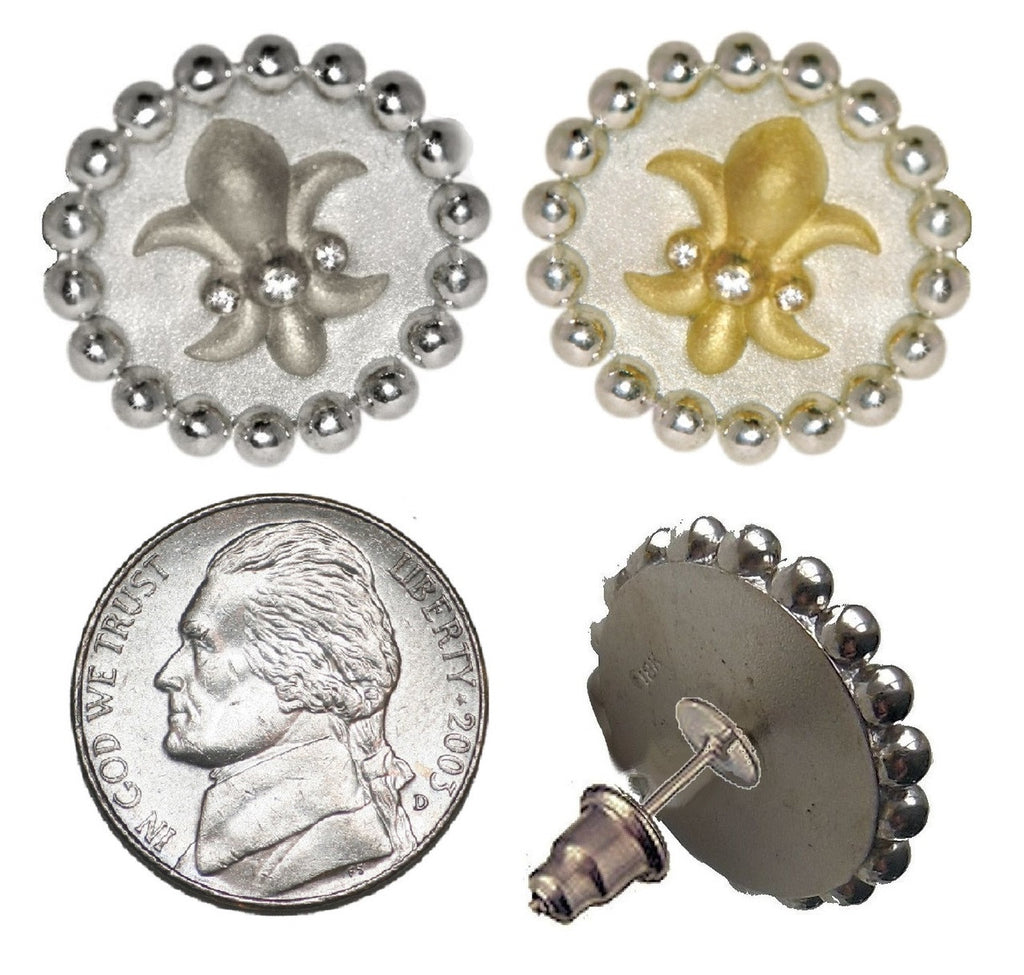 Fleur De Lis Tuxedo Shirt Studs: Diamonds in Sterling Silver-11