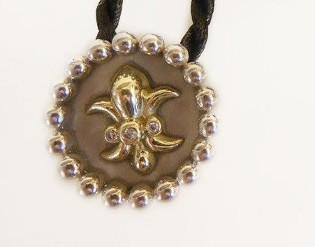 Fleur De Lis Pendant/Necklace or Pearl Enhancer-Silver, 18K Gold, Center Diamonds-11