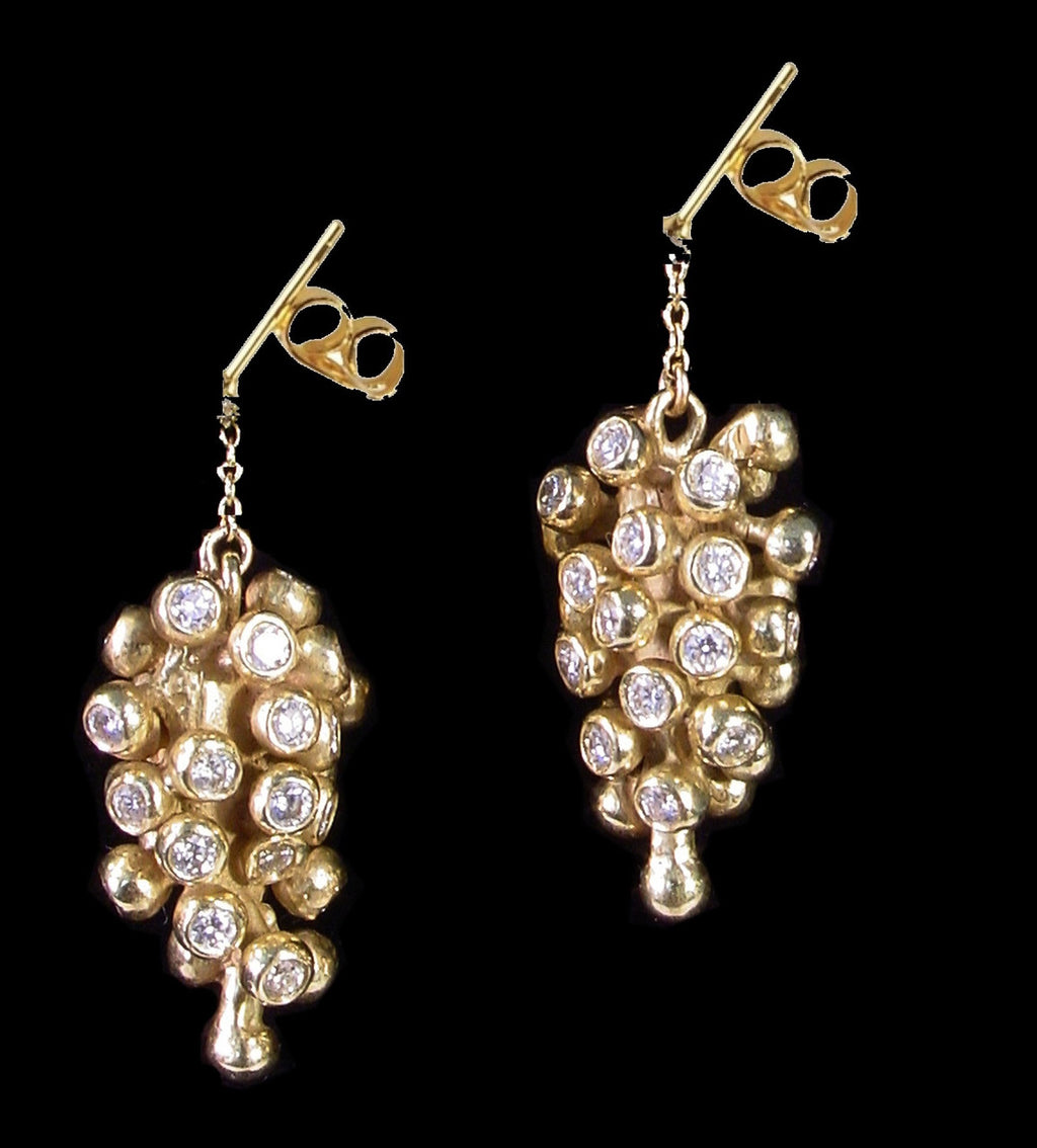 Grapes Drop Earrings: 14K Gold with Diamonds-7