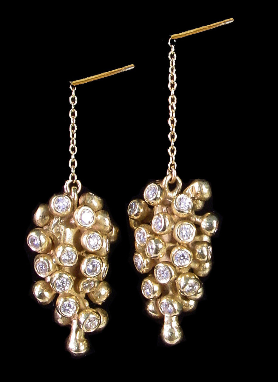Grapes Drop Earrings: 14K Gold with Diamonds-5