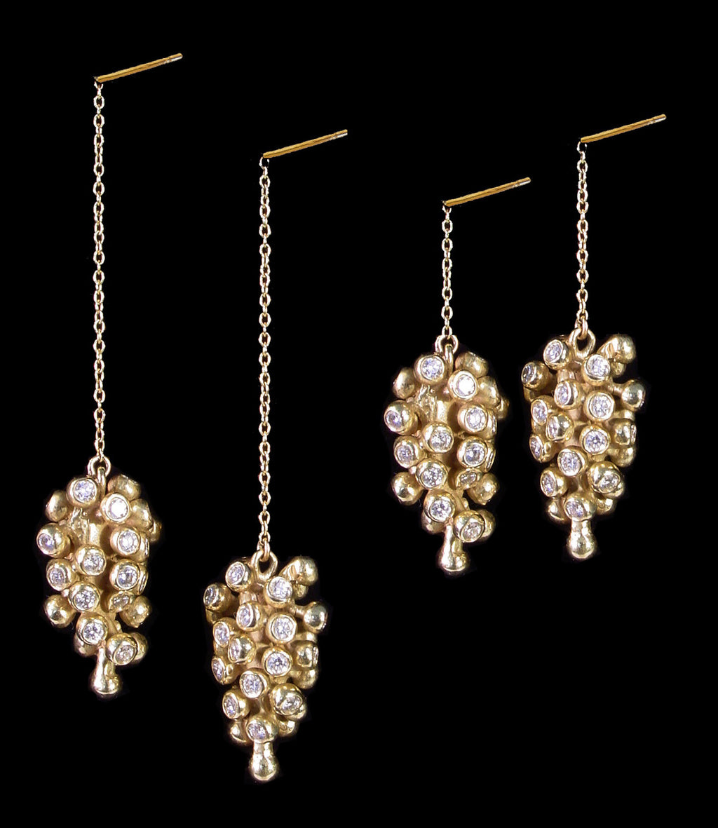 Grapes Drop Earrings: 14K Gold with Diamonds-9