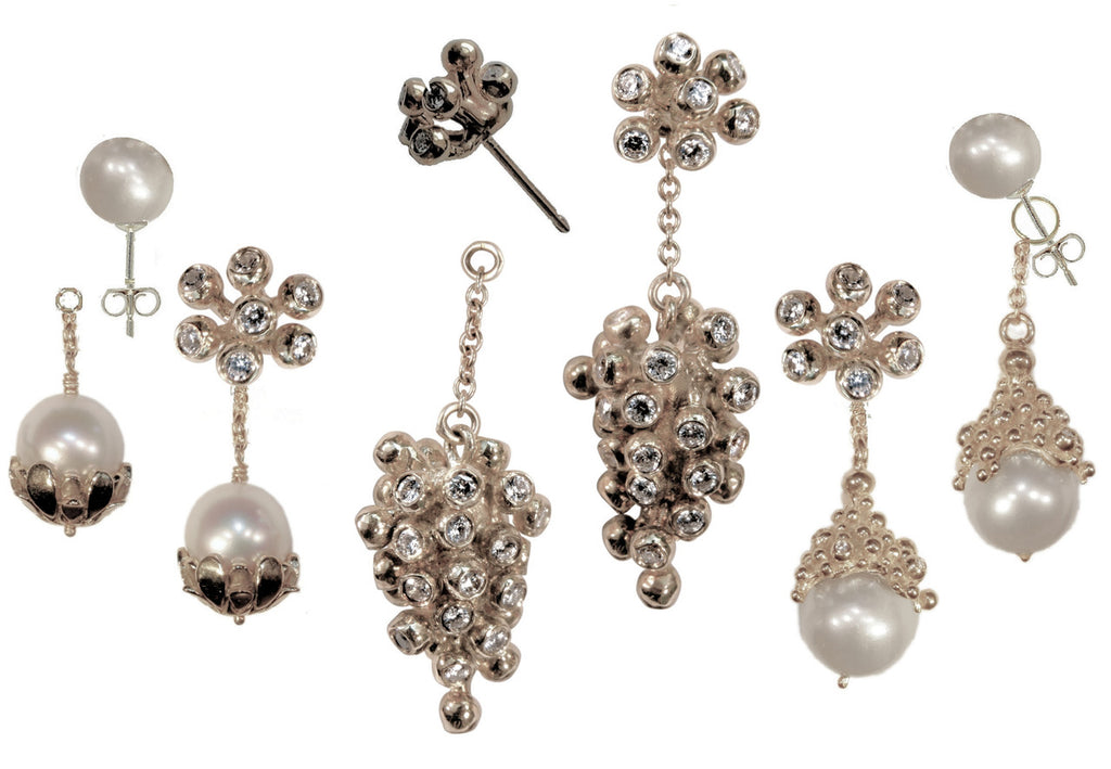 Grapes Drop Earrings- 2 parts-Detachable Stud. 18K Gold with diamonds-11