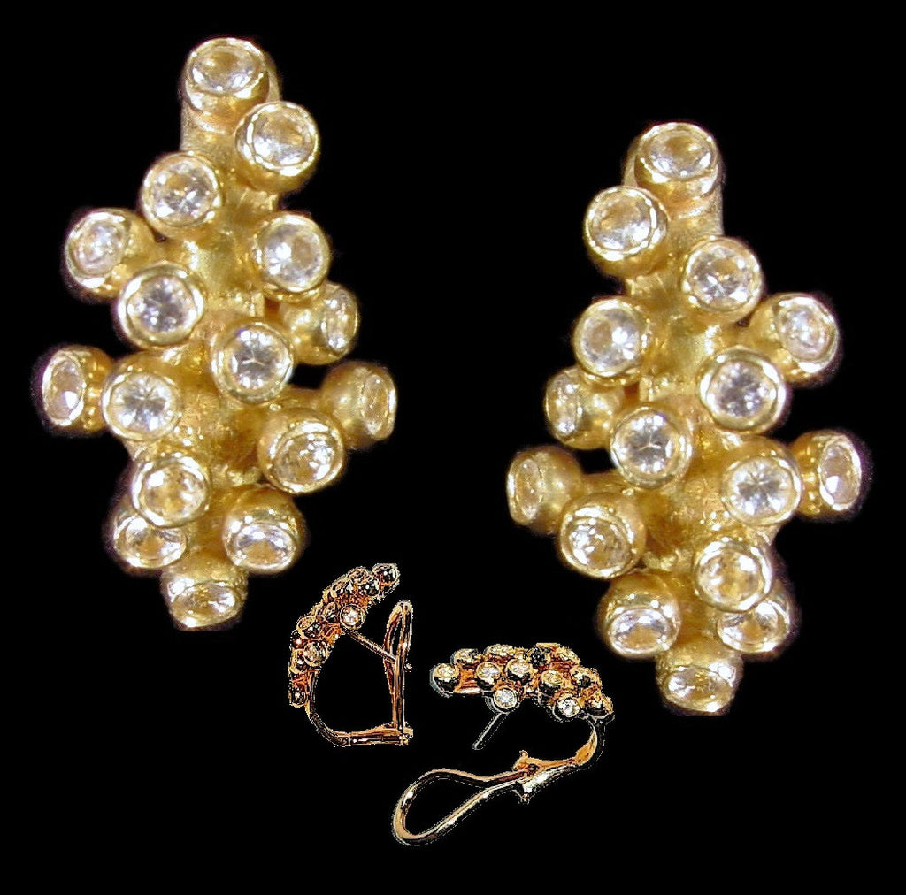 Grapes Huggie Earrings-14K Gold with Diamonds-8