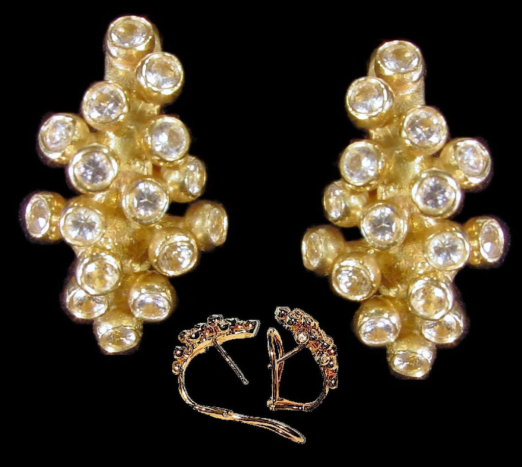 Grapes Huggie Earrings-14K Gold with Diamonds-6