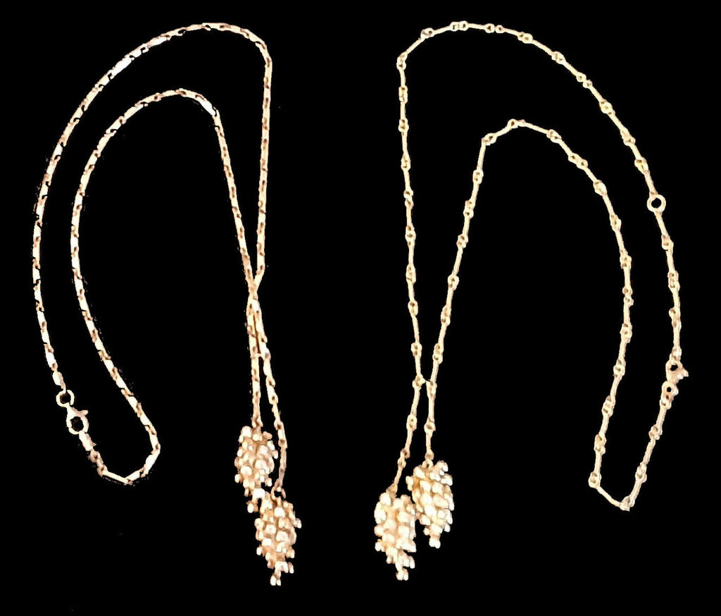 Grapes Necklace, 14K Gold with Diamonds: Lariat Style on Handmade Chain-5