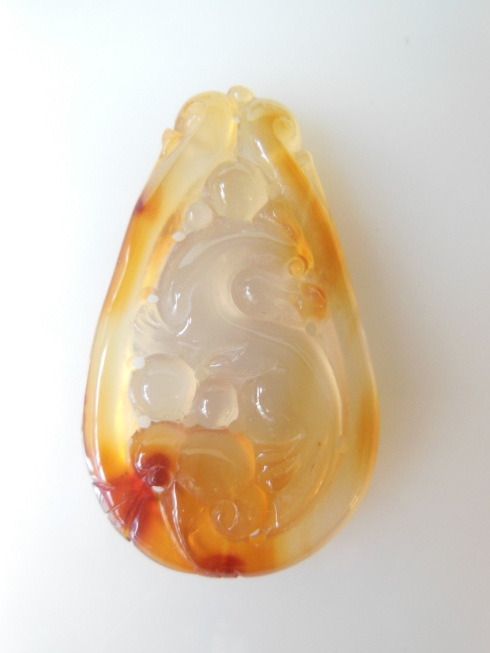 Jade pendant. Carved in swirls called Essence.  Lovely shades of bronze.-2