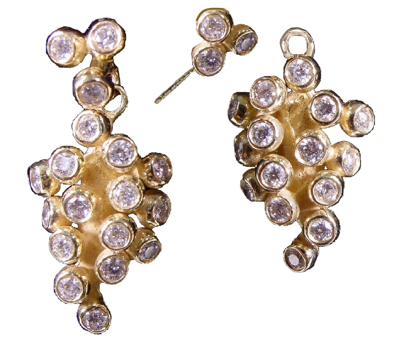 Demi Grape Earrings, Detachable Stud and Drop, 2 parts: Sterling Silver & Diamonds-9