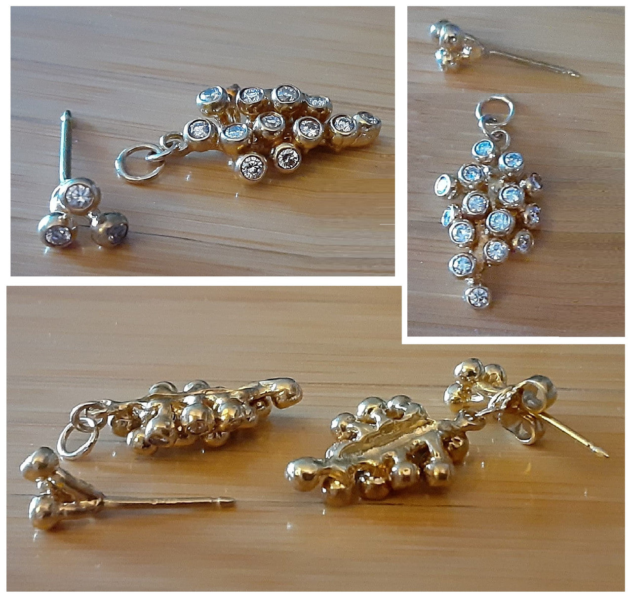 Demi Grape Earrings, Detachable Stud and Drop, 2 parts: Sterling Silver & Diamonds-3
