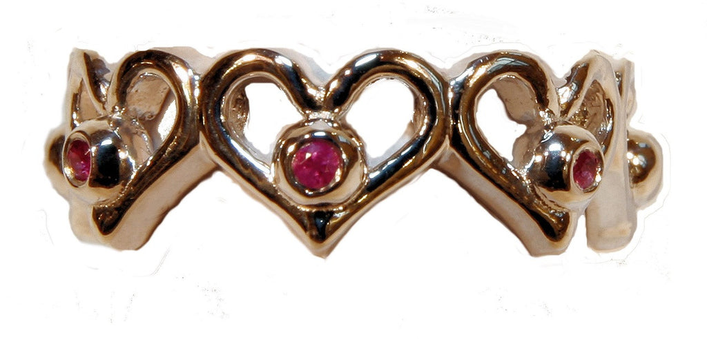 Heart Stacking Ring - Shown with rubies- 14K-1