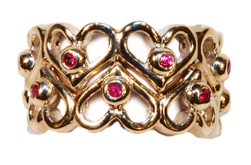 Heart Stacking Ring - Shown with rubies- 14K-2
