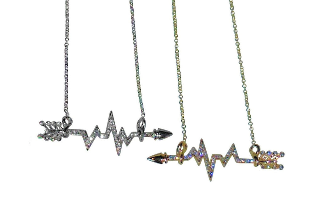 Custom Design: Heartbeat Arrow with Infinity links- Necklace- Sterling Silver with diamonds-4