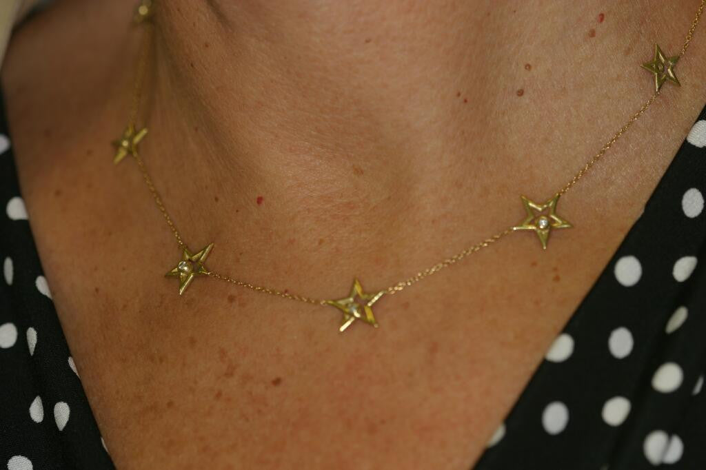 Stars-Chain of Stars Necklace-18K gold with diamonds-2