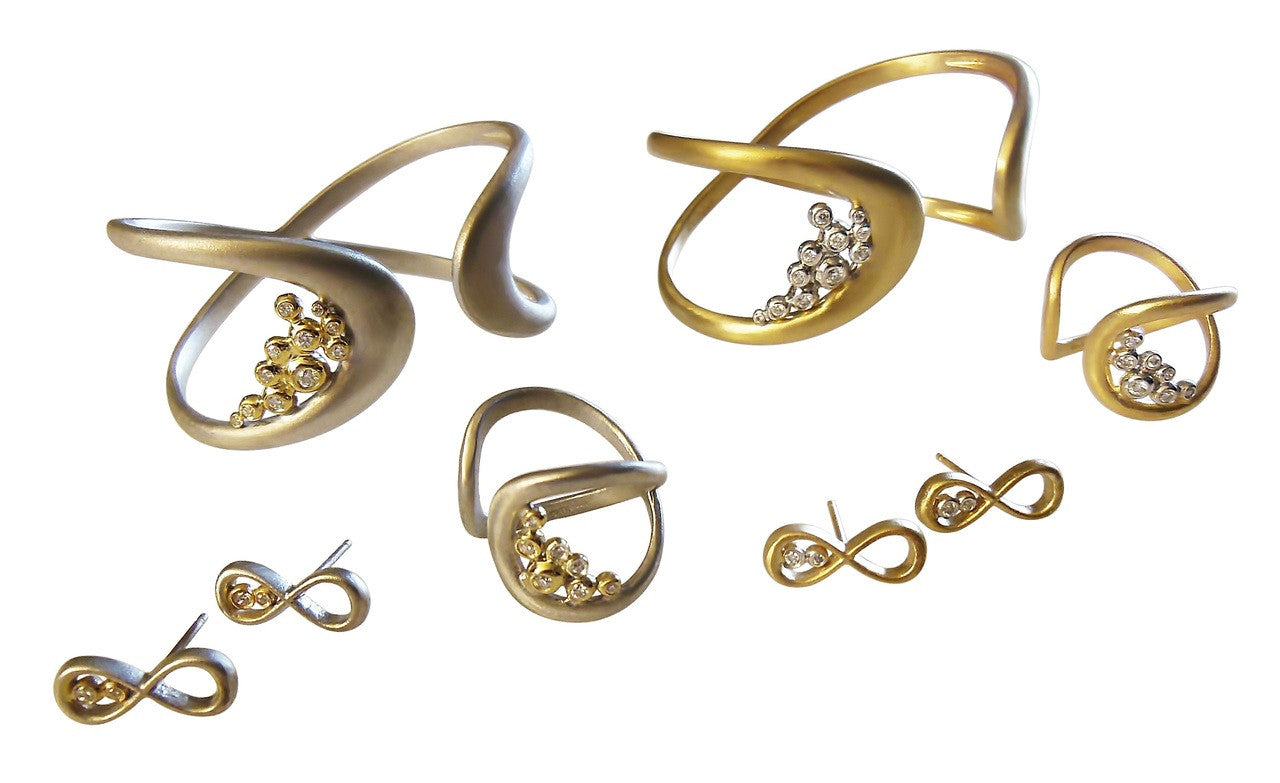 Infinity Cuff Bracelet: Overflowing Diamond Dots. 18K Gold-16