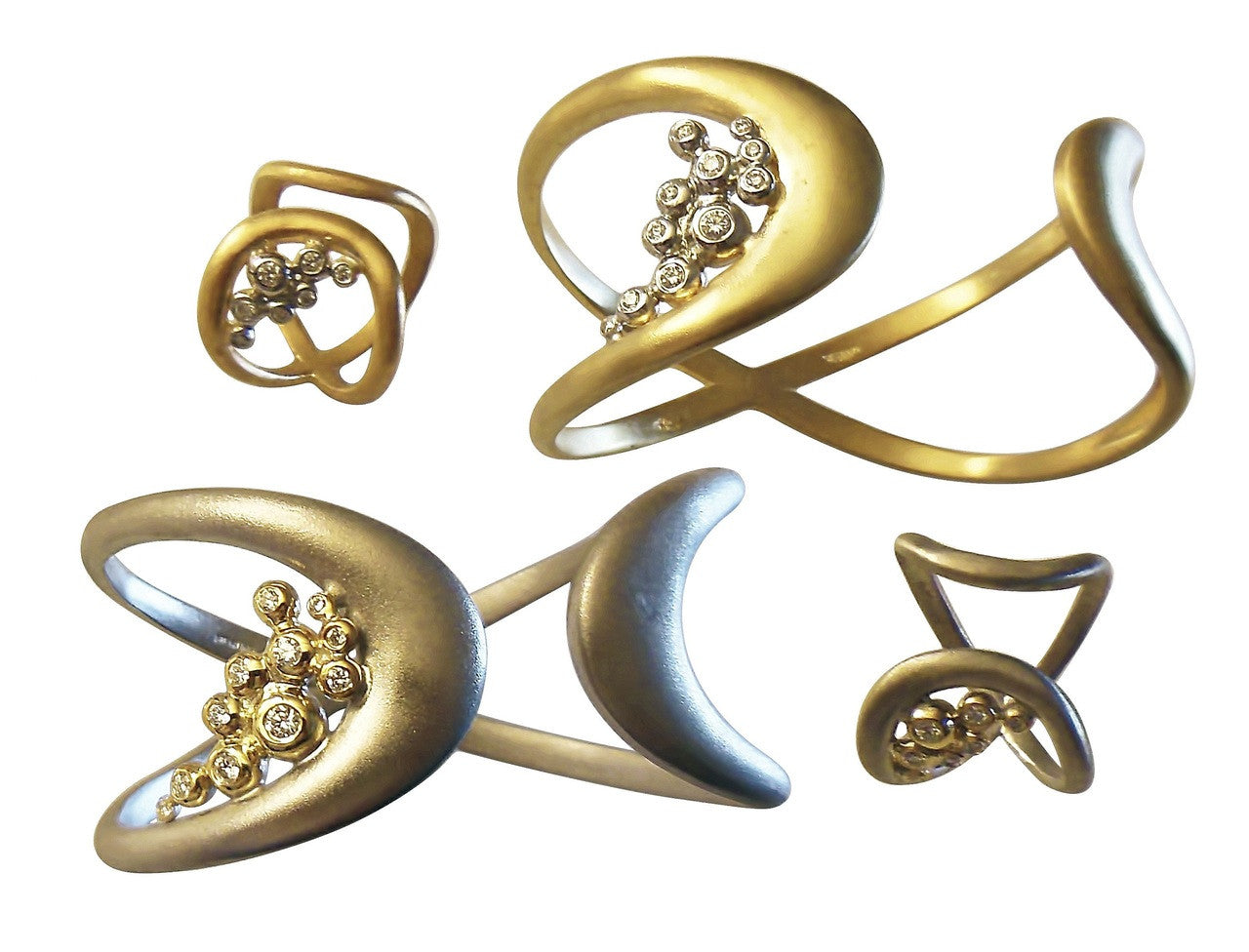Infinity Cuff Bracelet: Overflowing Diamond Dots. 18K Gold-10