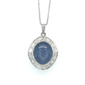 Sapphire Star and Diamond Pendant in 18K White Gold - KGP 20949-0