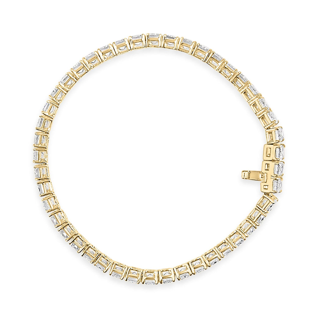 IGI Certified 14K Yellow Gold 18 1/2 Cttw Emerald Cut Lab Grown Diamond Tennis Bracelet-3