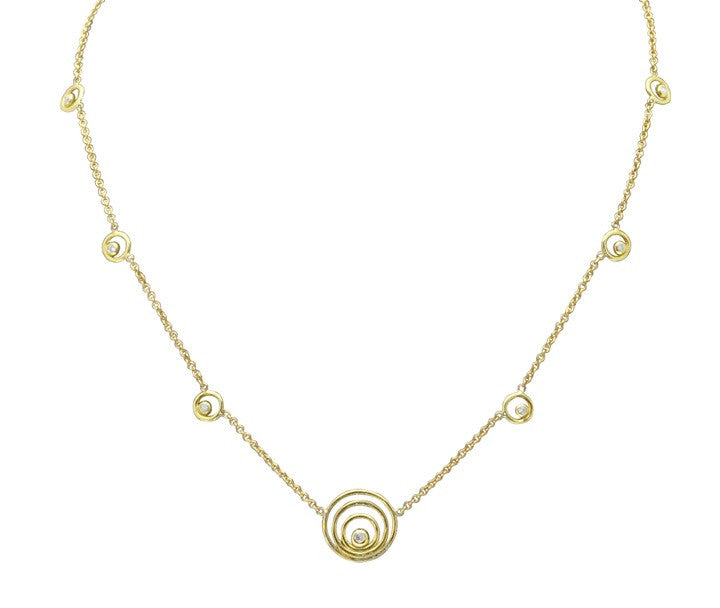 Karma ripples necklace- small -14K gold with diamonds-1