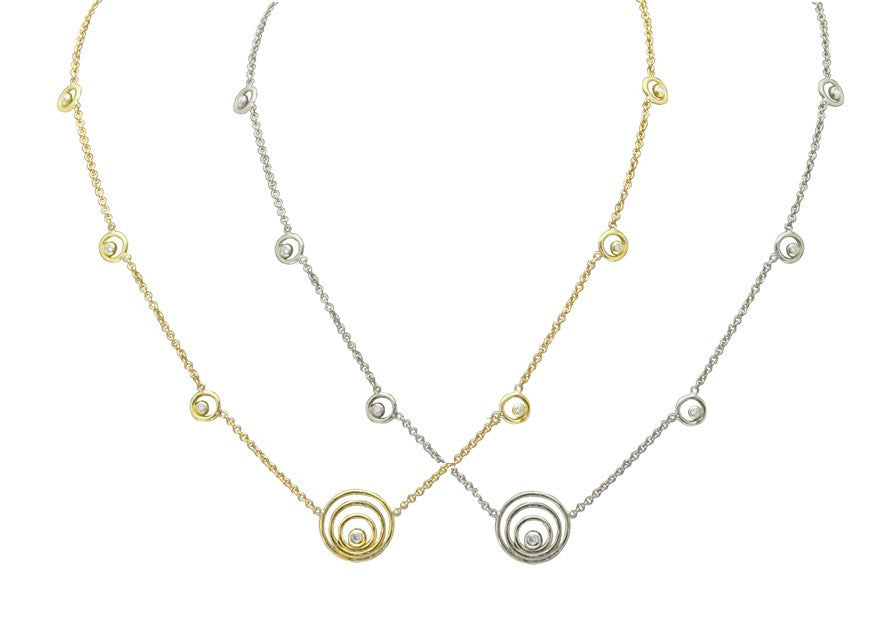 Karma ripples necklace- small -14K gold with diamonds-0