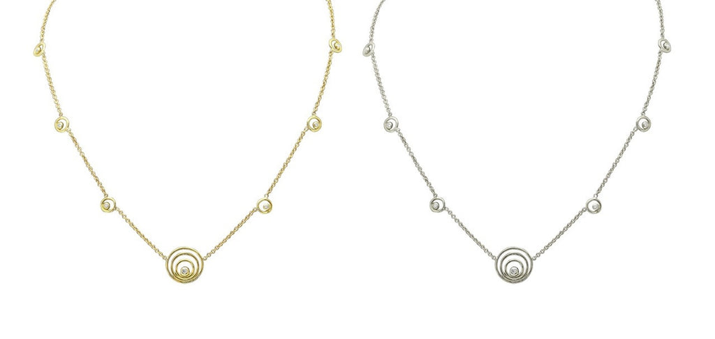 Karma ripples necklace- small -14K gold with diamonds-3