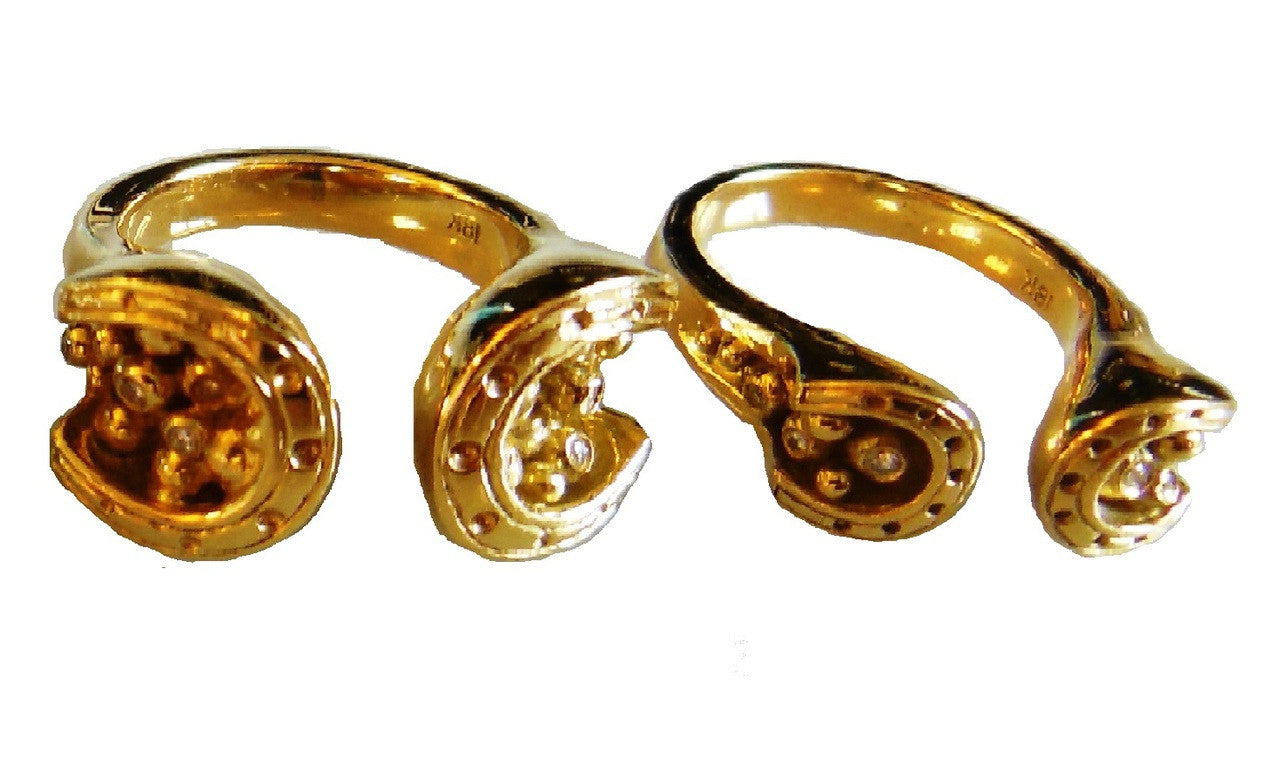 Equestrian "Lucky You" Horseshoe Ring-14K Gold with Diamonds. Smaller Version-1