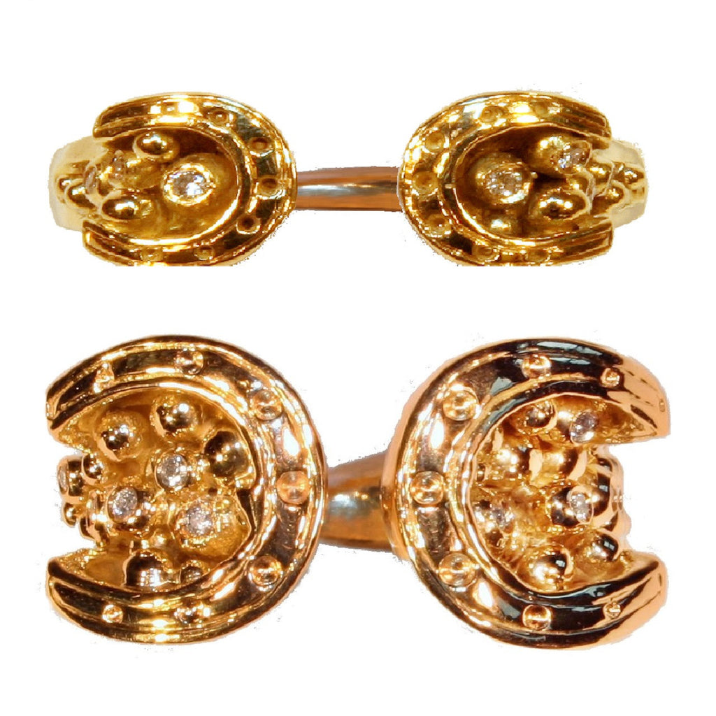 Equestrian "Lucky You" Horseshoe Ring-14K Gold with Diamonds. Smaller Version-3