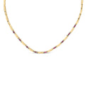 14K Yellow Gold Red Ruby and 3/8 Cttw Diamond Alternating Link Necklace-0
