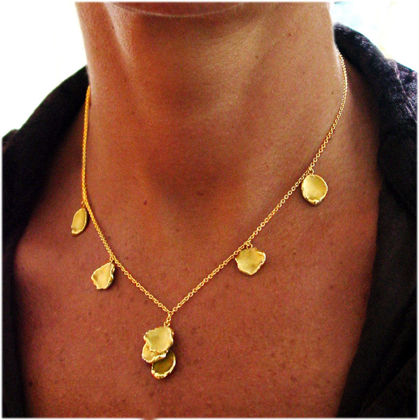 Metal Petals: 7 Petal Necklace-Sterling Silver with plate options-0