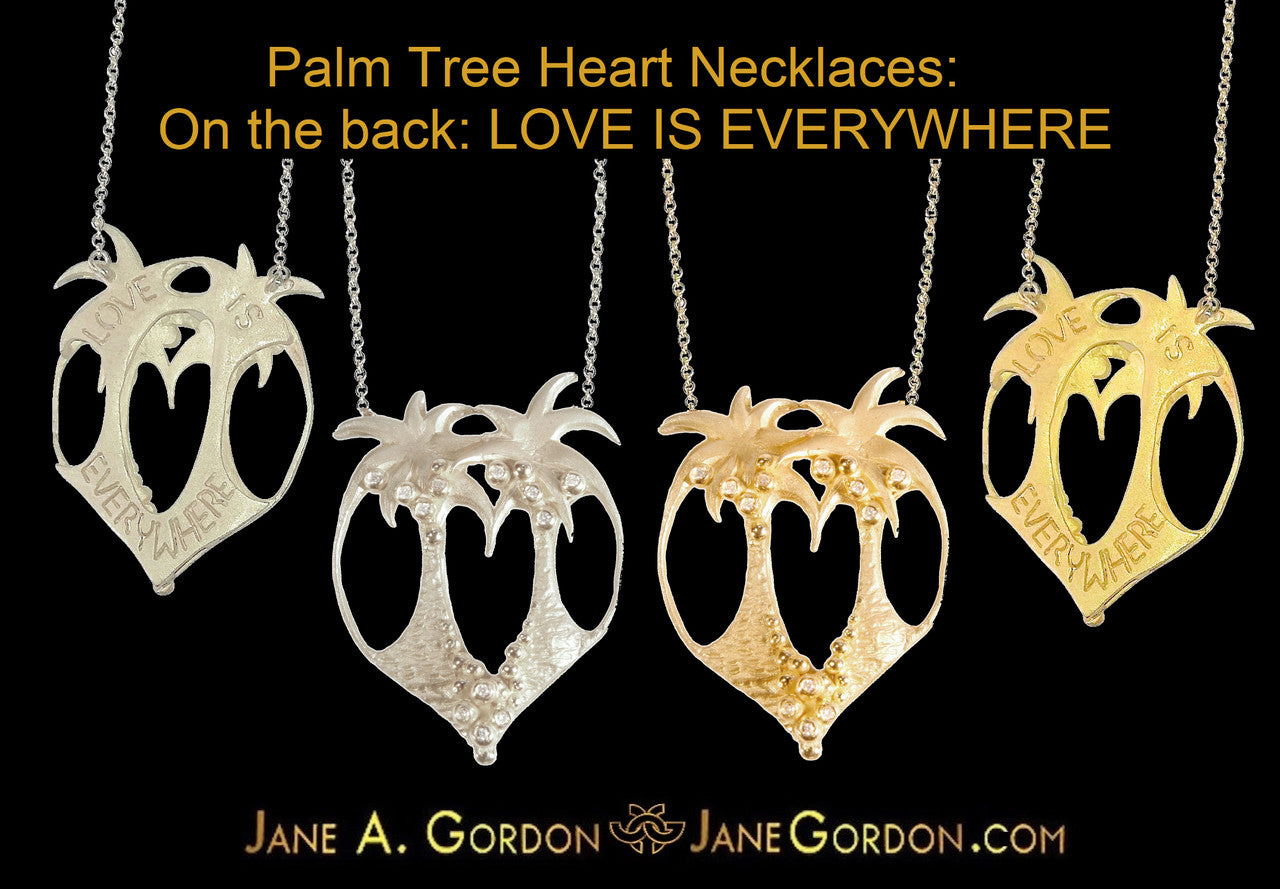 Love is Everywhere- Palm Tree Heart Necklace -14K Gold with Diamonds-3