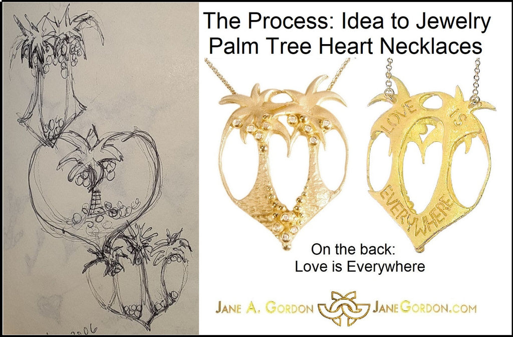 Love is Everywhere- Palm Tree Heart Necklace -14K Gold with Diamonds-2