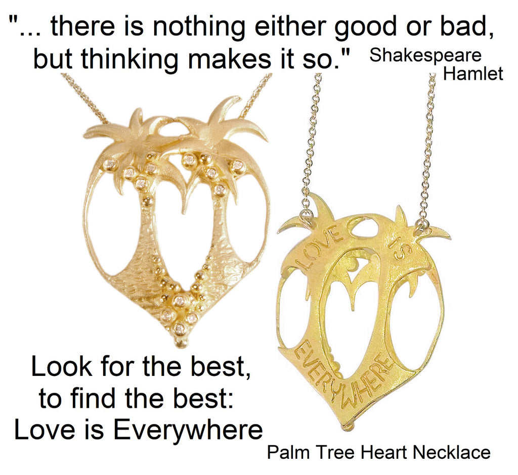 Love is Everywhere- Palm Tree Heart Necklace -14K Gold with Diamonds-4
