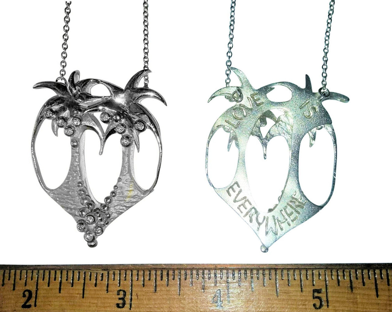 Love is Everywhere- Palm Tree Heart Necklace -14K Gold with Diamonds-1