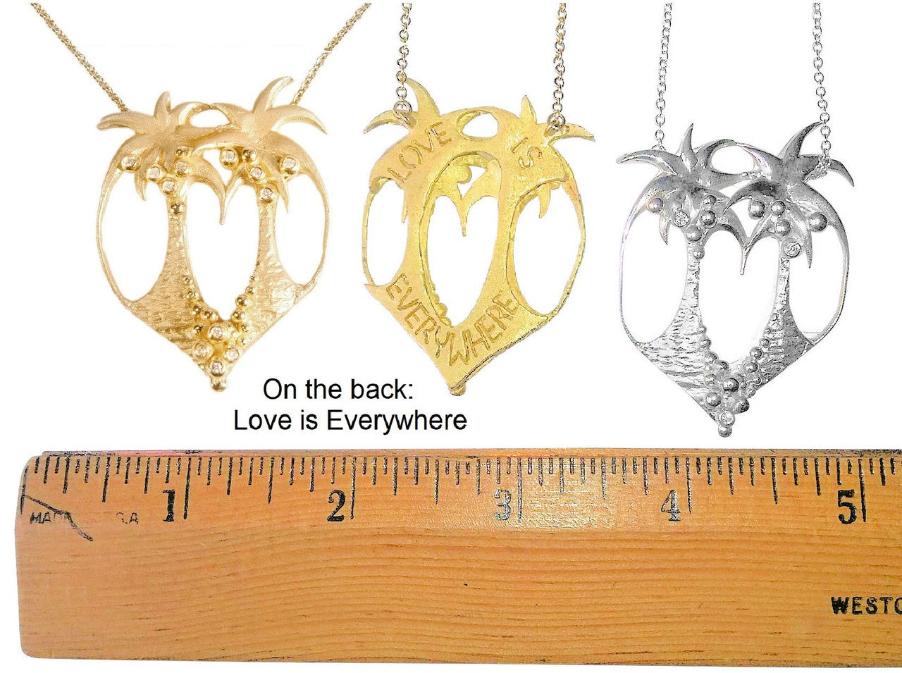 Love is Everywhere- Palm Tree Heart Necklace -14K Gold with Diamonds-7