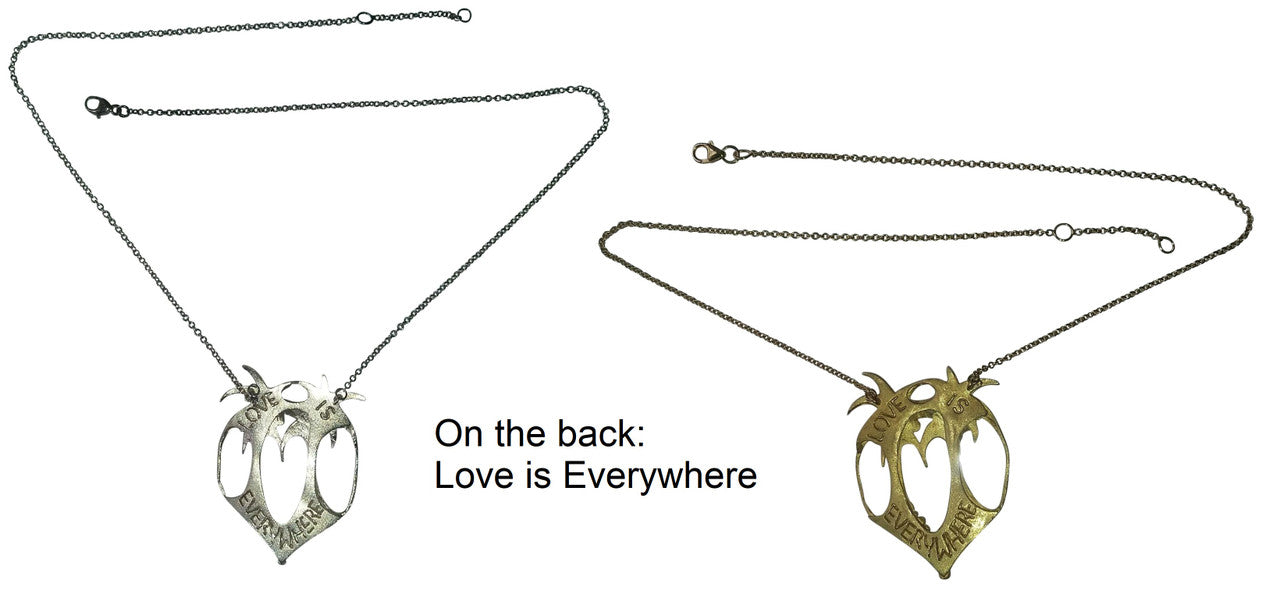 Love is Everywhere- Palm Tree Heart Necklace -14K Gold with Diamonds-6