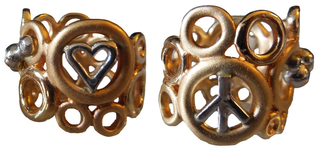 Peace, Love and Abundance Ring (Narrow) Yellow & White 18K Gold with Diamonds-1