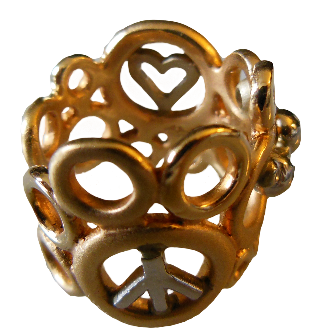 Peace, Love and Abundance Ring (Narrow) Diamonds in 18K Gold & Sterling Silver-8