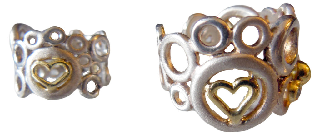 Peace, Love and Abundance Ring (Narrow) 14K Yellow & White Gold with Diamonds-11