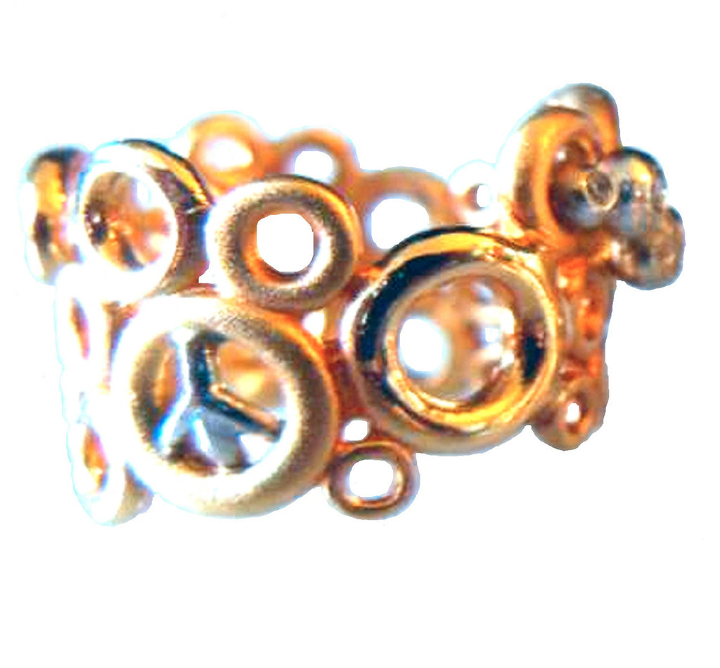 Peace, Love and Abundance Ring (Narrow) 14K Yellow & White Gold with Diamonds-0