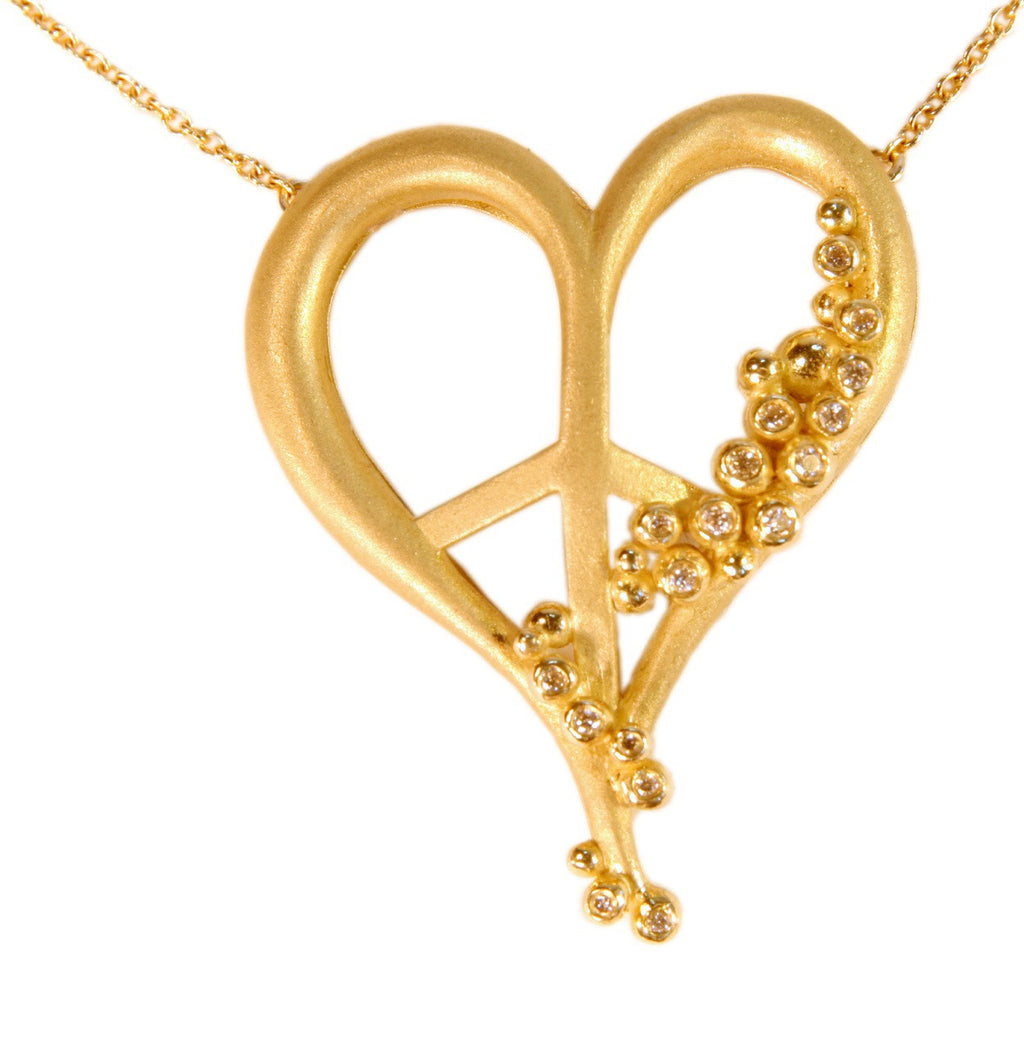 Peace of Heart Necklace-large-14K Gold with Abundance Overflowing Diamonds-3