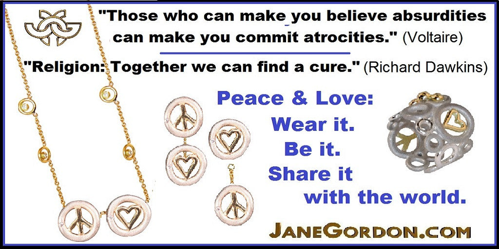 Peace & Love Earrings, Sterling Silver, Solid 18K Gold, with Tiny Diamonds-6