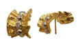 Ruffle Huggie Earrings- Diamonds in 18K Gold Dots set in Sterling Silver-0