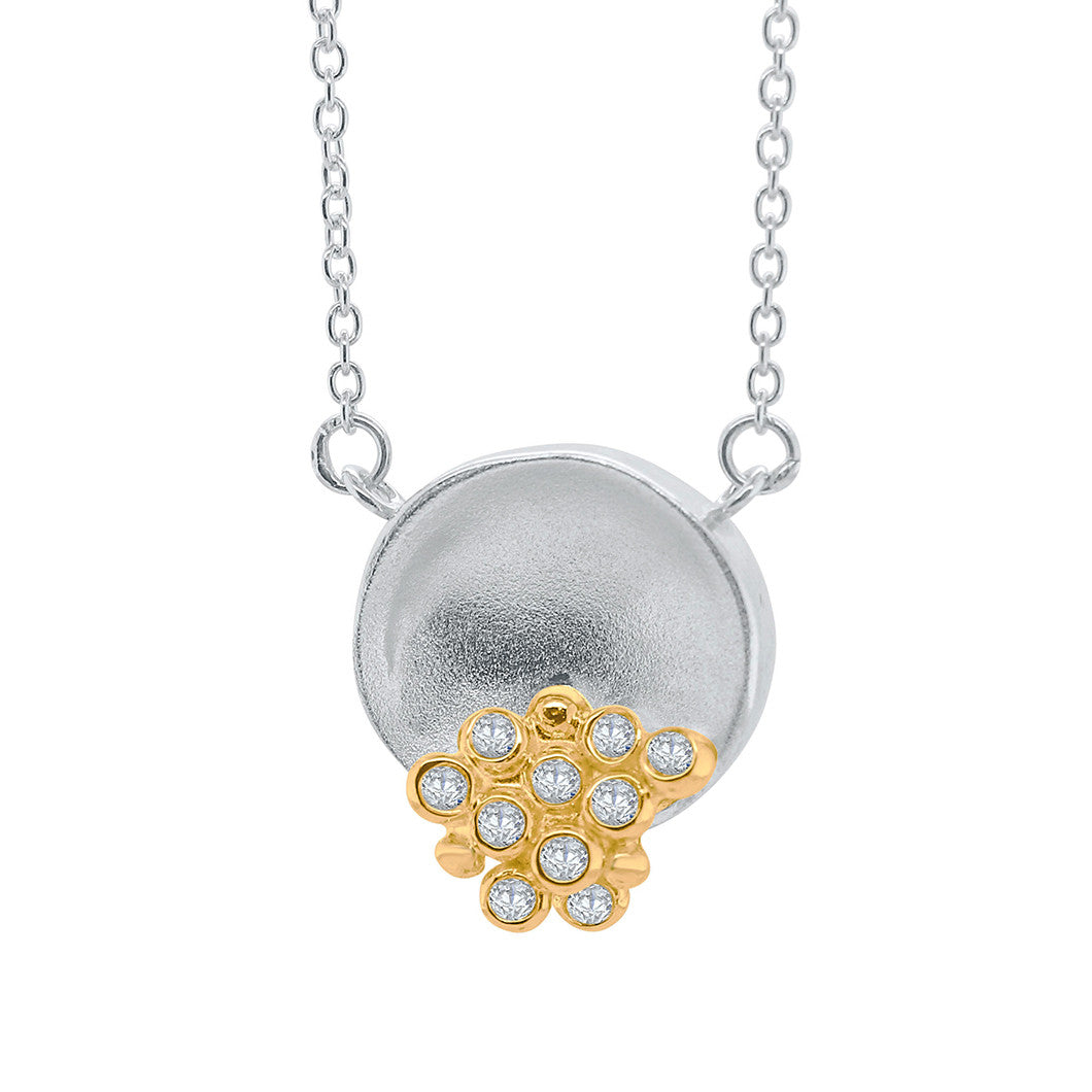 Bowl of Diamonds Necklace-Small-18K Gold Dots of Diamonds, Sterling Silver-8