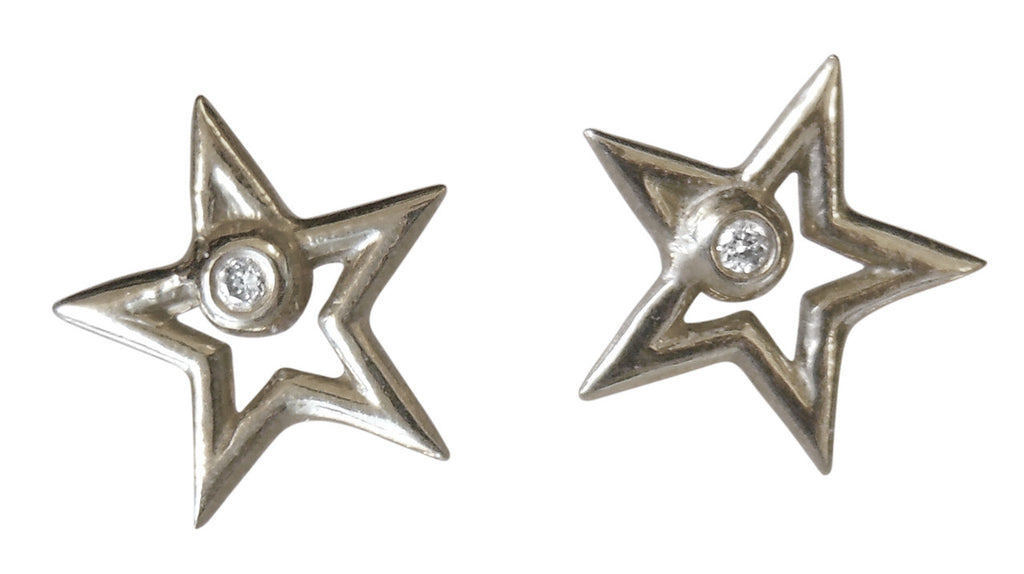 Star Stud Earrings-open-18K Gold with Diamonds: Reach for the Stars-5
