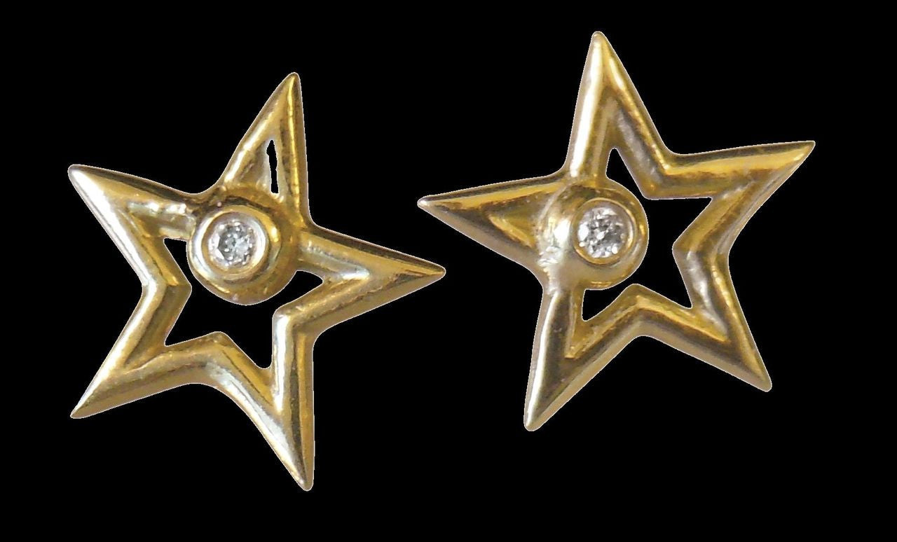 Star Stud Earrings-open-18K Gold with Diamonds: Reach for the Stars-7