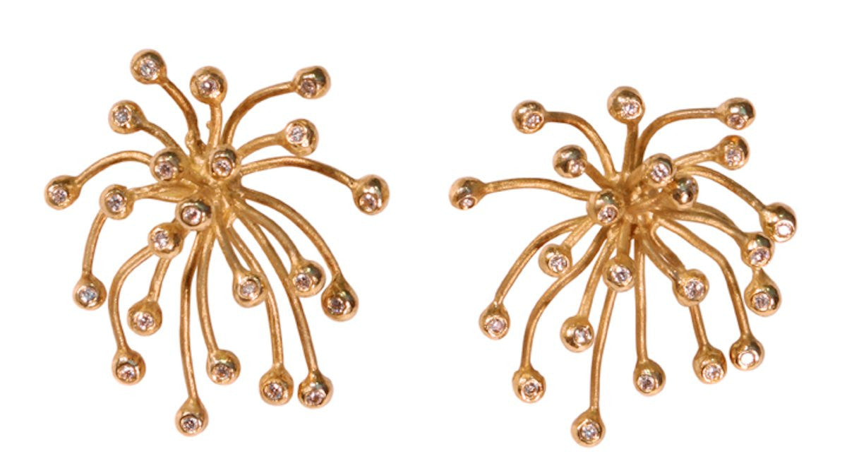 Superstar Earrings. Fireworks-18K gold with diamonds: Celebrate life!!!-1