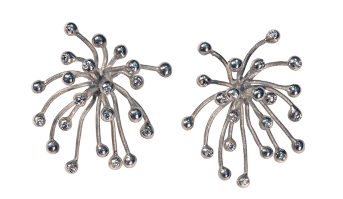 Superstar Earrings. Fireworks-18K gold with diamonds: Celebrate life!!!-3