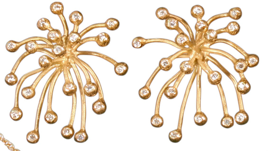 Superstar Earrings. Fireworks-18K gold with diamonds: Celebrate life!!!-8