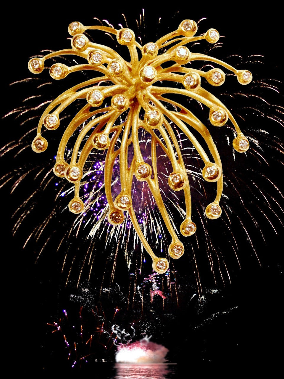 Superstar Earrings. Fireworks-18K gold with diamonds: Celebrate life!!!-17
