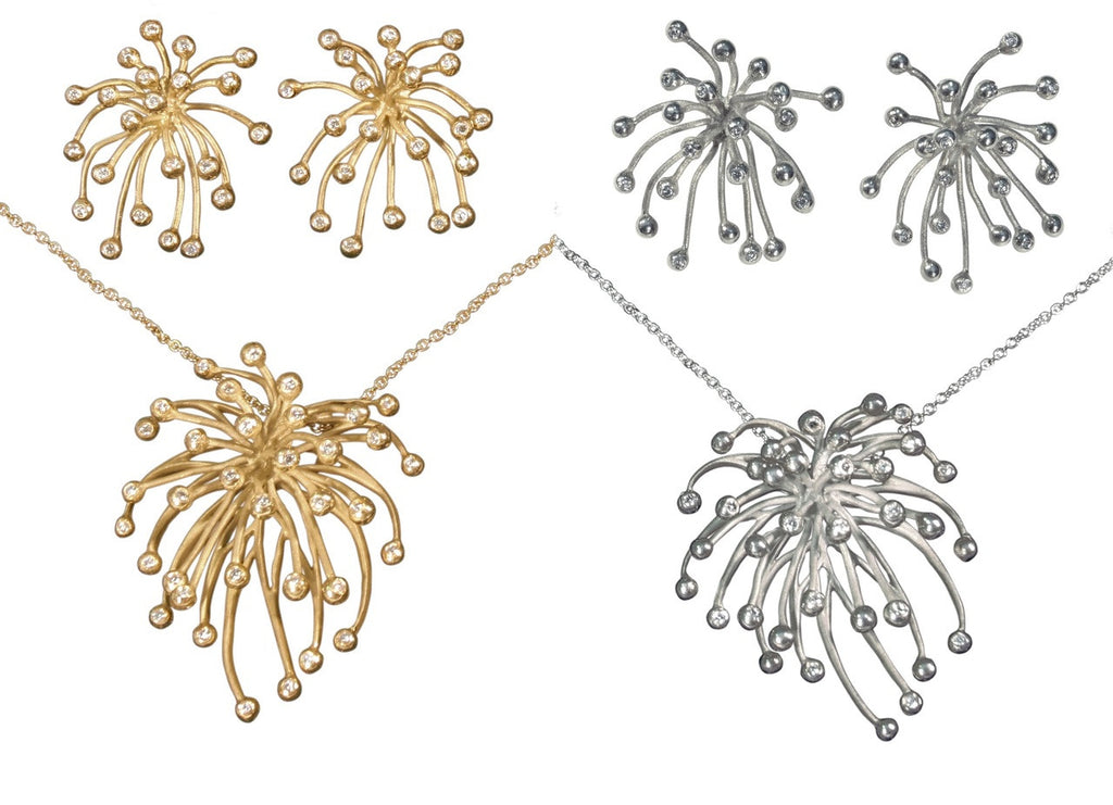 Superstar Earrings. Fireworks-18K gold with diamonds: Celebrate life!!!-13