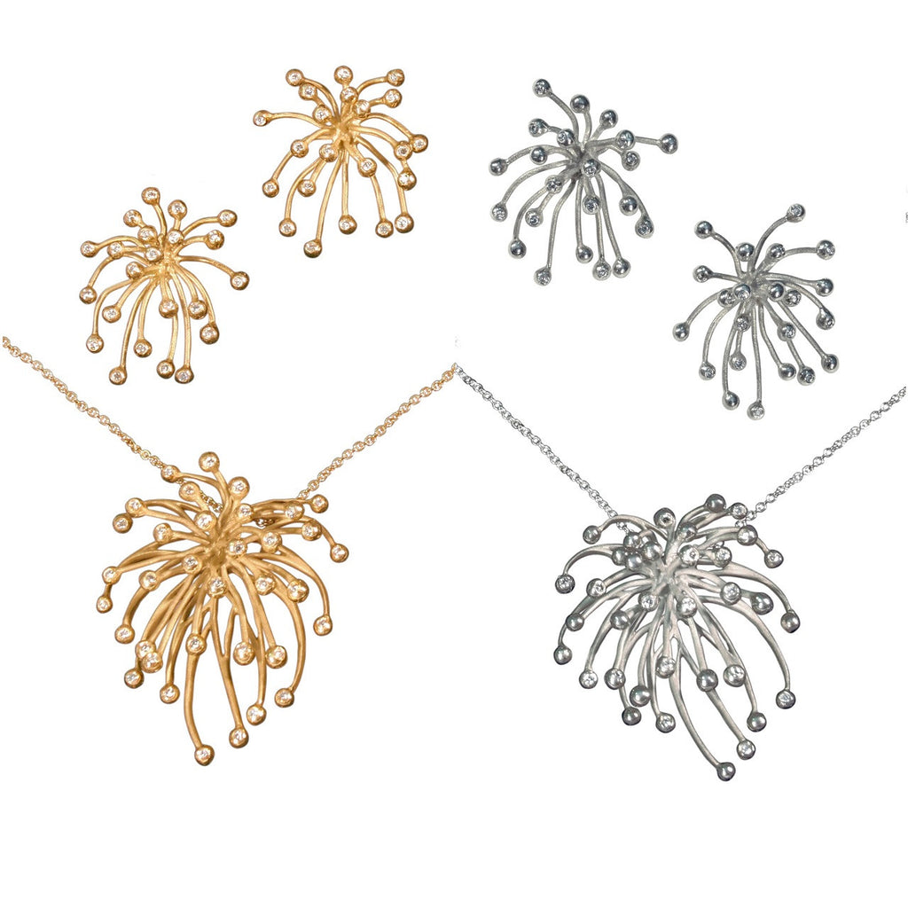 Superstar Earrings. Fireworks-18K gold with diamonds: Celebrate life!!!-7